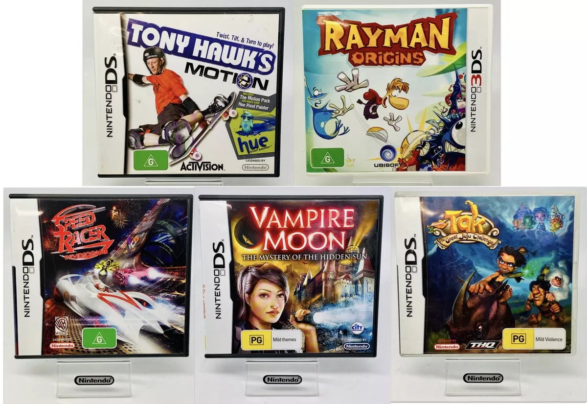 5 X Nintendo DS/3DS Games - Rayman, Tony Hawks, Tak, Speed Racer, Vampire  Moon