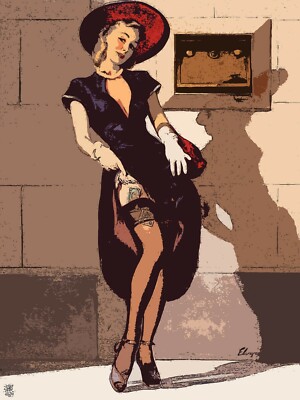 Decoration Poster.Home interior design.Wall art.Retro pinup red hat fashion.7286