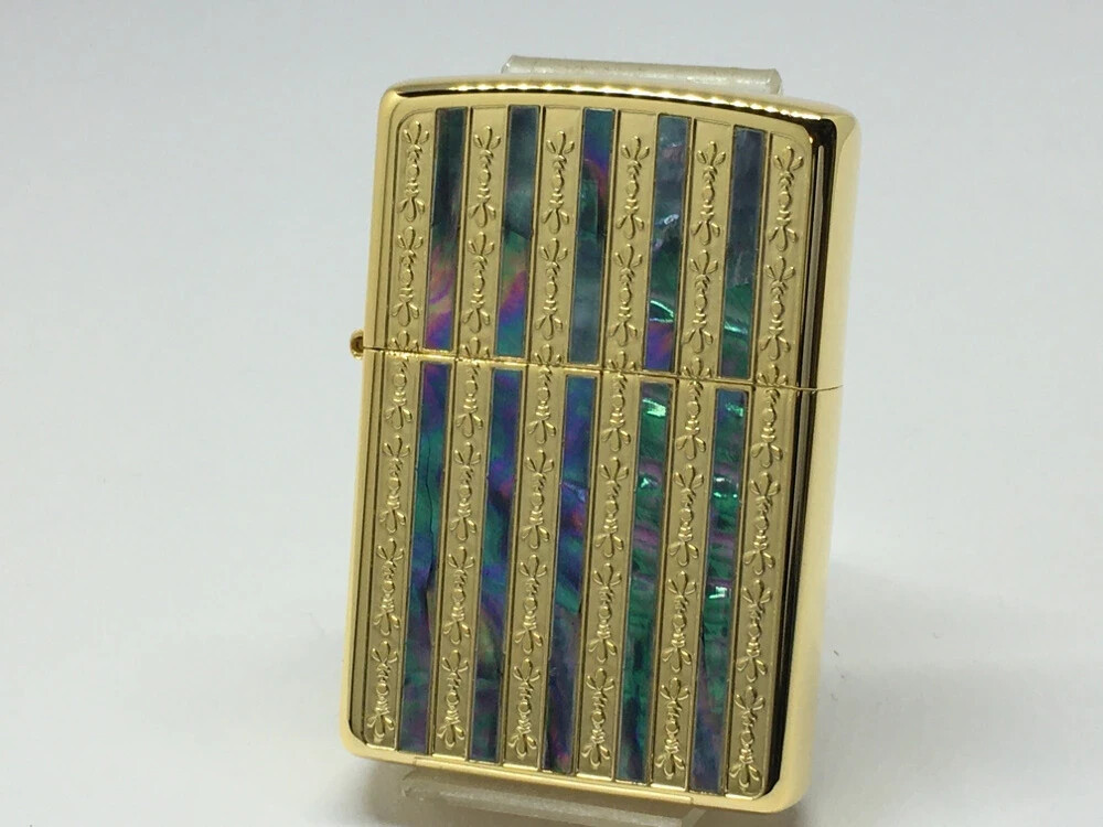 Zippo Shell Inlay Line Front Processing Gold Blue Regular