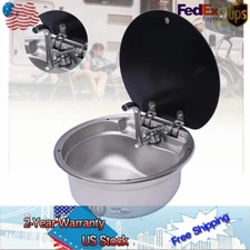 RV Hand Wash Basin Kitchen Sink w/ Lid & Tap Caravan Camper Boat Stainless Steel