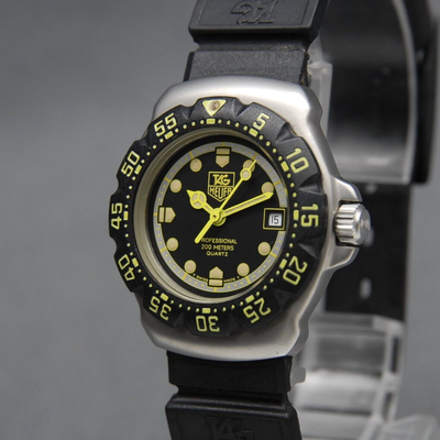 N MINT】 Vintage TAG HEUER Formula 1 WA1416 27mm Black & Yellow QZ 