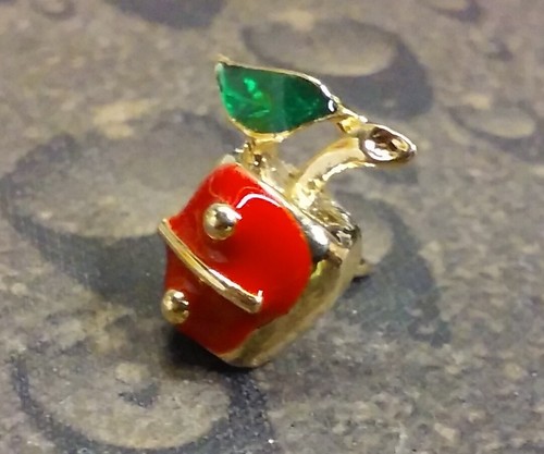 Vintage Math Teacher Appreciation gift pin Red Apple division sign
