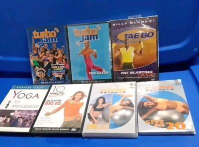 Lot of 7 Fitness Exercise dvds Yoga, Turbo Jam, Tae Bo, Core Secrets, Dance