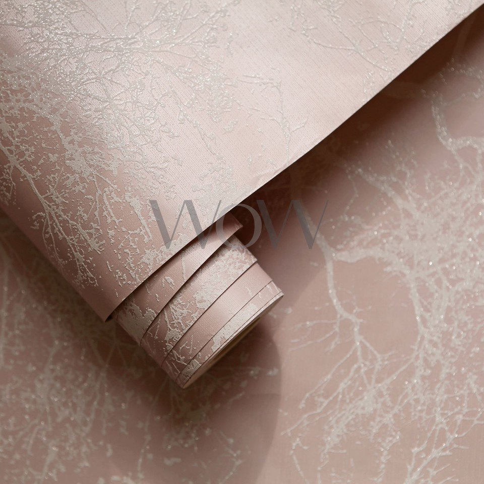 WHISPERING TREES WALLPAPER DUSKY PINK HOLDEN DECOR 65400 GLITTER NEW