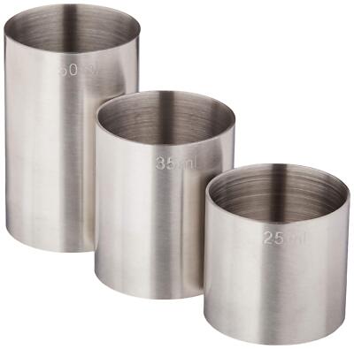 Barfly Thimble Measure Set 25/35/50 ml. Stainless Steel