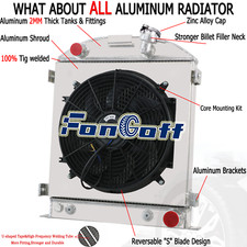 3 Row Aluminum Radiator+Shroud Fan For 1930-1931 Ford Model A Chevy V8 Engine US