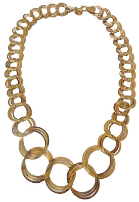 Women s Shinny Gold Plated Stainless Steel Large Link  Necklace 18 Inch