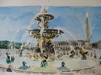 Paris, Place de la Concorde,/ Watercolor Print /11 3/4'' x 6 1/2'' / Mimi Davis,