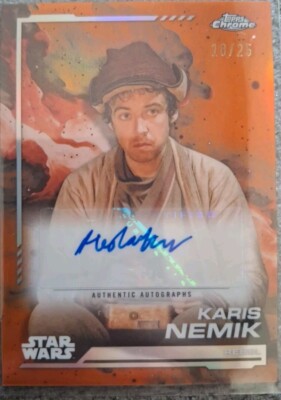 2024 Topps Chrome Star Wars Karis Nemik Orange Refractor Auto 18/25