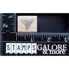 The Stamp Pad Rubber Stamps MINI CHRISTMAS HOLLY WITH BERRIES SPRIG PLANT #T53