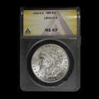 1900-0 MORGAN SILVER DOLLAR ANACS MS63
