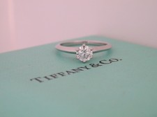 Tiffany & Co Platinum Knife Edge 0.41ct E/VS1  Diamond Engagement Ring Size L1/2