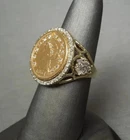2.00Ct Round Cut Real Moissanite 1851 Dollar Coin Ring 14k Yellow Gold Plated