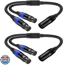 Lansensu 1 Male to 2 Female XLR Y Splitter Microphone 11.8 inch, Female XLR t