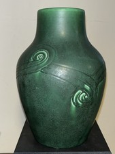Big 1903 11 Signed Rookwood Pottery Z Line Vase. A+ Arts And Crafts Matte Green