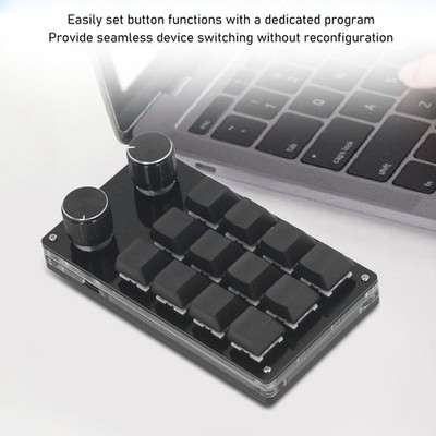 Macro Mechanical Gaming Keyboard 12 Keys 2 Knobs Programmable Wired Keyboard Wit