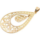 ESTATE 10K WHITE & YELLOW GOLD BRIGHT CUT TEARDROP DANGLE PENDANT #7900 — photo 3