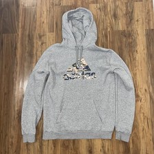 Adidas Hoodie Mens Medium Gray Camo Logo Pullover Kangaroo Pocket Sweatshirt