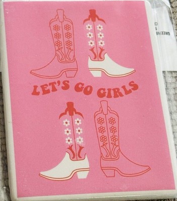 Refrigerator Ceramic Magnet 3  Lets Go Girls Pink Rectangle Motivational DT