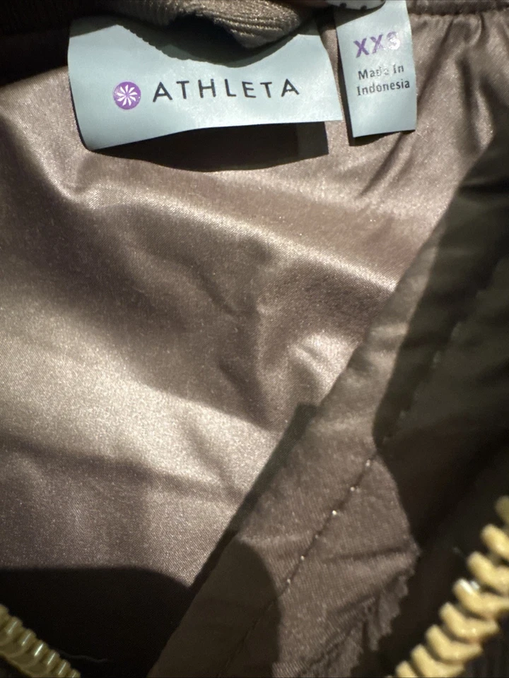 Athleta Sherpa Goose Down Vest XXS Brown Beige Fleece Front Insulated Puffer - Image 3 of 4