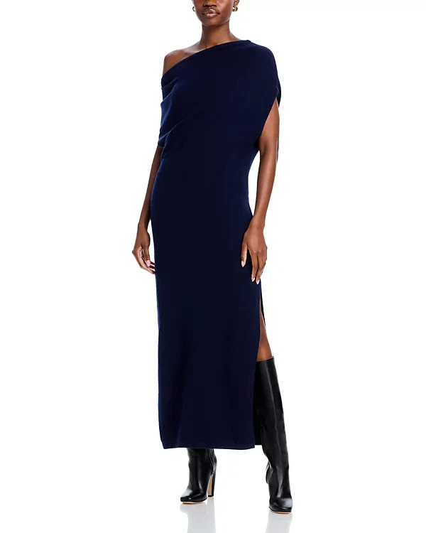 RAMY BROOK NWT $385 Navy Blue Chet Wool Asymmetric Maxi Sweater Dress M - Image 2 of 4