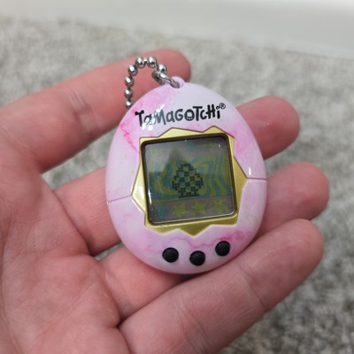 2018 Tamagotchi Bandai Pink Marbled Stone Keychain Digital Toy