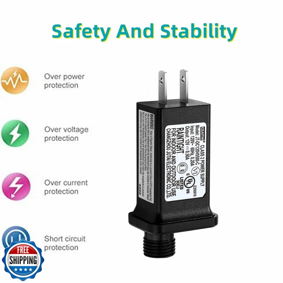 2PCS Replacement 12V 0.5A LED Transformer JT-DC120V0500-C Class 2 Power Suppl - Image 2 of 4