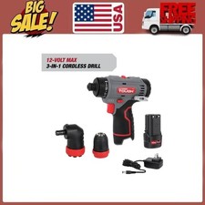 Hyper Tough 12V Max Lithium-Ion 3-in-1 Multi-Head Power Drill Set with 1.5Ah Bat