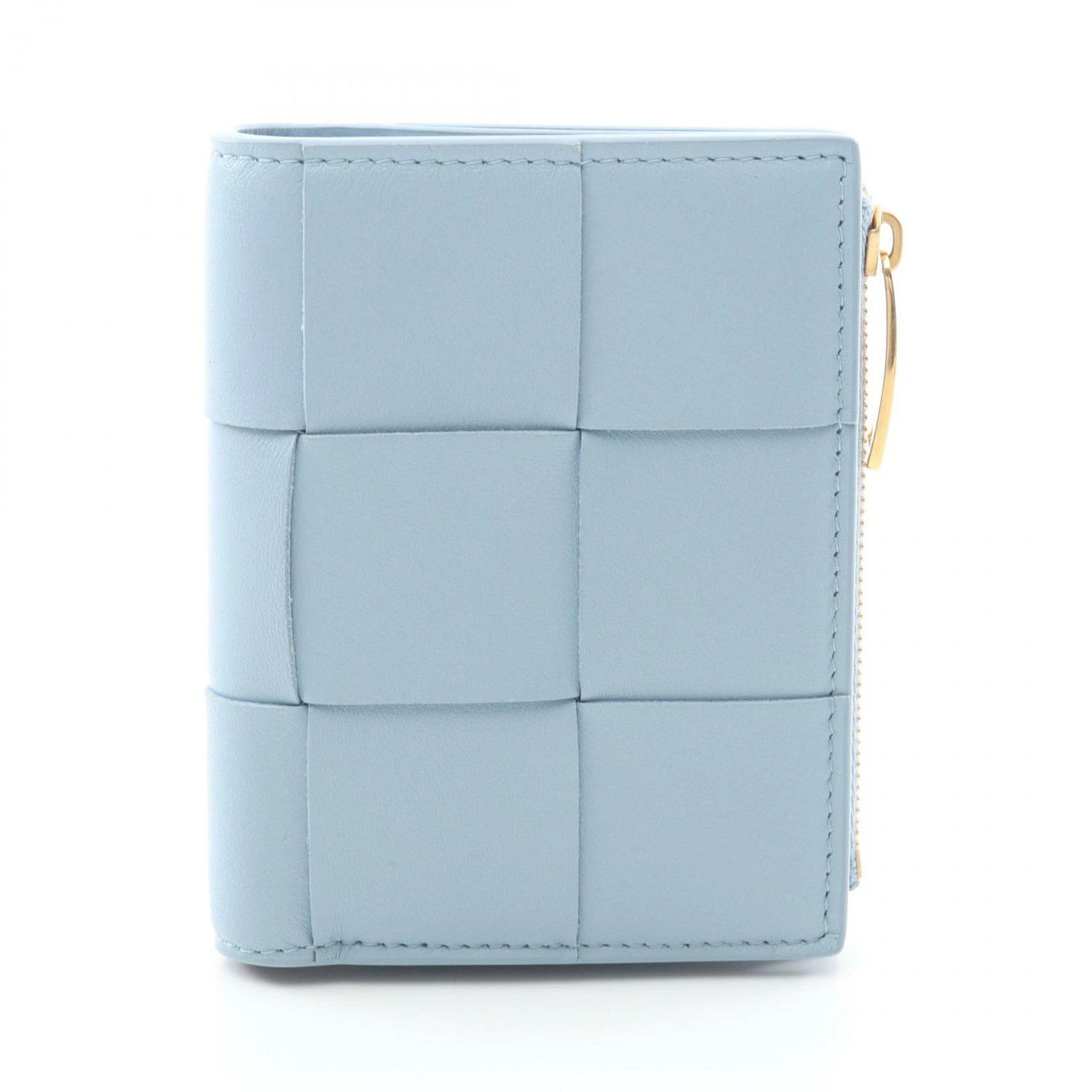 Bottega Veneta  Small Cassette Maxi Intrecciato Leather Bifold Wallet Blue