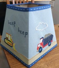 Construction Baby Boy Blue Nursery Lamp Shade Back Hoe Dump Truck