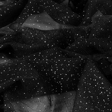 Entisn Black Glitter Tulle Fabric 3 Yards x 60" Wide - Sequin Netting Bolt