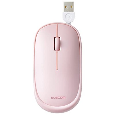 ELECOM Wired Mouse Slint Quiet Thin Mobile 3 Button Cable Winder Pink M-TM10UBPN