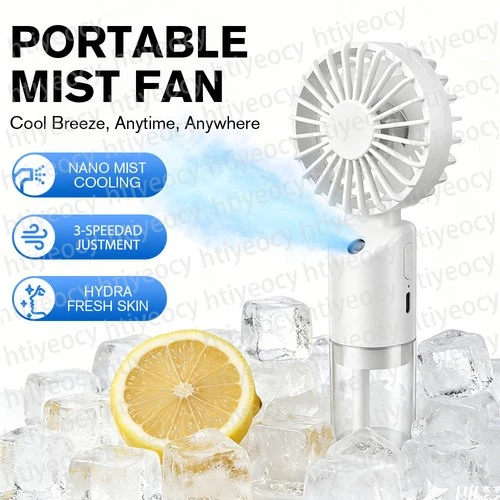 Portable Handheld Misting Fan Rechargeable Personal Spray Water Mist Cooling Fan