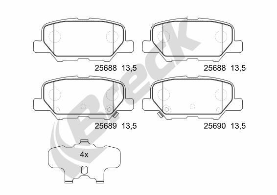 Breck Bremsbelagsatz, Scheibenbremse 25688 00 702 00 FüR CitroËN Mazda Peugeot-image