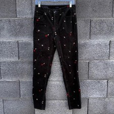Talbots style corduroy pants with a little embroidery throughout