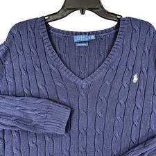 Polo Ralph Lauren Cable Knit Pima Cotton V-Neck Sweater Men XL Casual Office