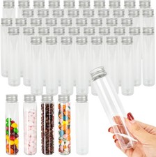 50 Pcs Plastic Test Tube with Screw Cap 110 ml Clear Test Tubes with Lid Transpa