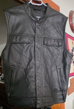 Harley Davidson Foster Men's XL Black Leather Motorcycle Biker Vest