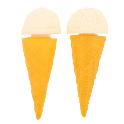 2pcs Artificial Ice Cream Cone Model, Realistic Fake Food Beige - Imagen 1 de 4