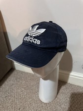 VINTAGE Adidas 70?s/80?s embroidered cap Hat - adjustable BLUE -RARE metal clasp