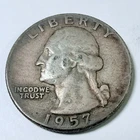 1957 D Washington Silver Quarter 90% Silver Circulated Coin #5754