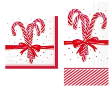 Boston International Candy Cane Paper Napkins And Guest Towel Bundle of 2