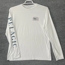 PELAGIC 20th Anniversary Fishing Long Sleeve Shirt Mens Large White Performance