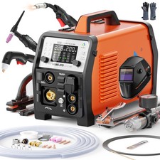 6-in-1 200Amp Aluminum Gas Gasless MIG TIG ARC Plasma Cutter Welder w/Helmet Set