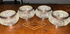 WILLIAM ADAMS/TOWLE SILVER "FROSTED ROSE" LEAD CRYSTAL NAPKIN RINGS - SET OF 4