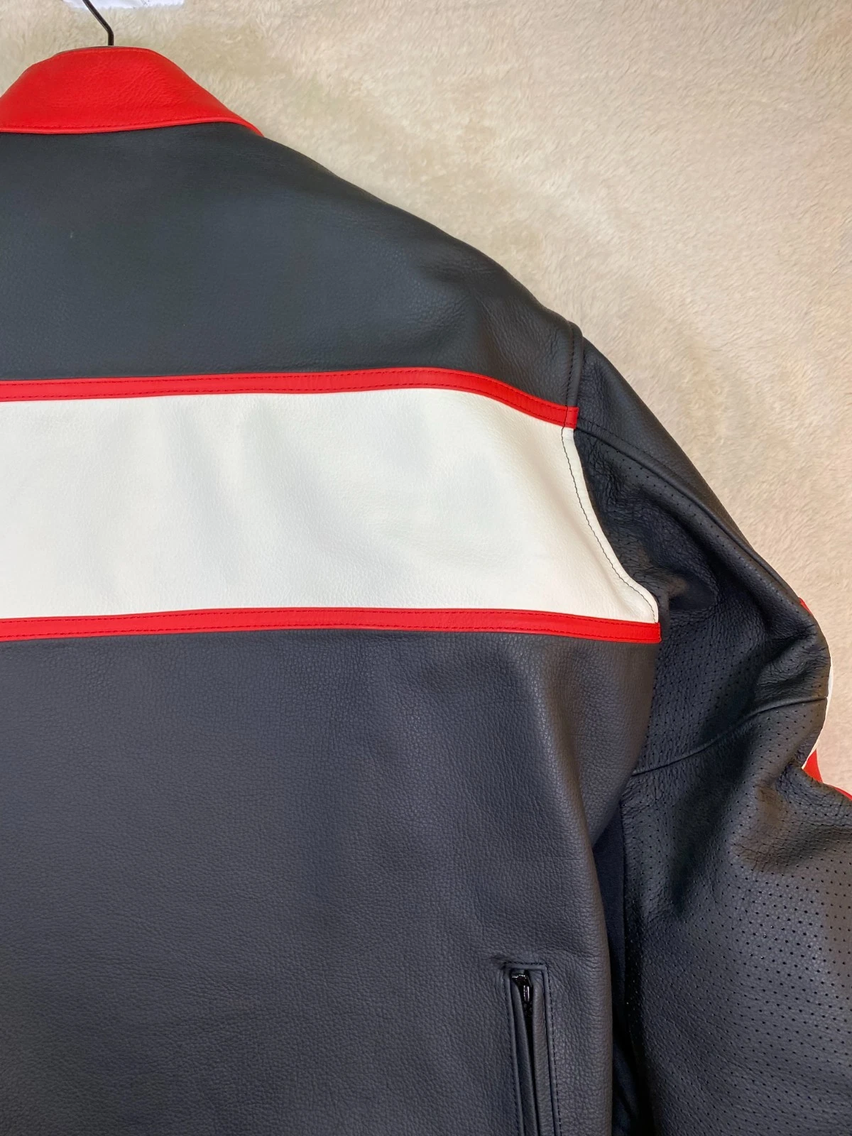 AGV Sport Pilot Vented Leather Motorcycle Jacket Size 46 Black Red Armored NWT image 15