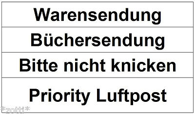 40 x Warensendung Büchersendung Knicken Priority Luftpost Aufkleber Etiketten +