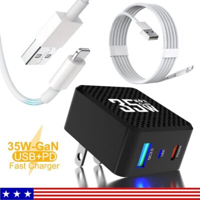 35W GaN Fast Charger Adapter USB Cable Cord For iPhone 14 13 12 11 Pro Max XR X