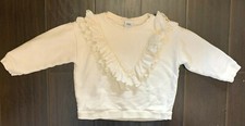 Zara Girl Ivory Eyelet Ruffle Sweatshirt 3 4 Years pjl0321
