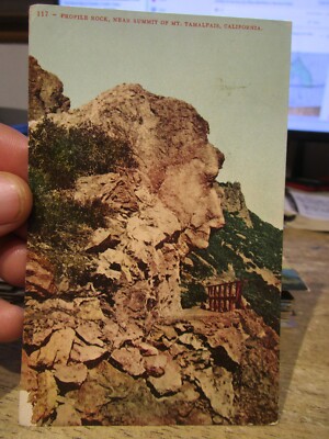 D3 CALIFORNIA Old Postcard Profile Rock Summit Mt Mounta Tamalpais Nose Face Man